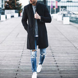 Fashion Winter Men's Trench Long Jackets Coats Overcoat Classic Jackets Solid Slim Fit Outwear