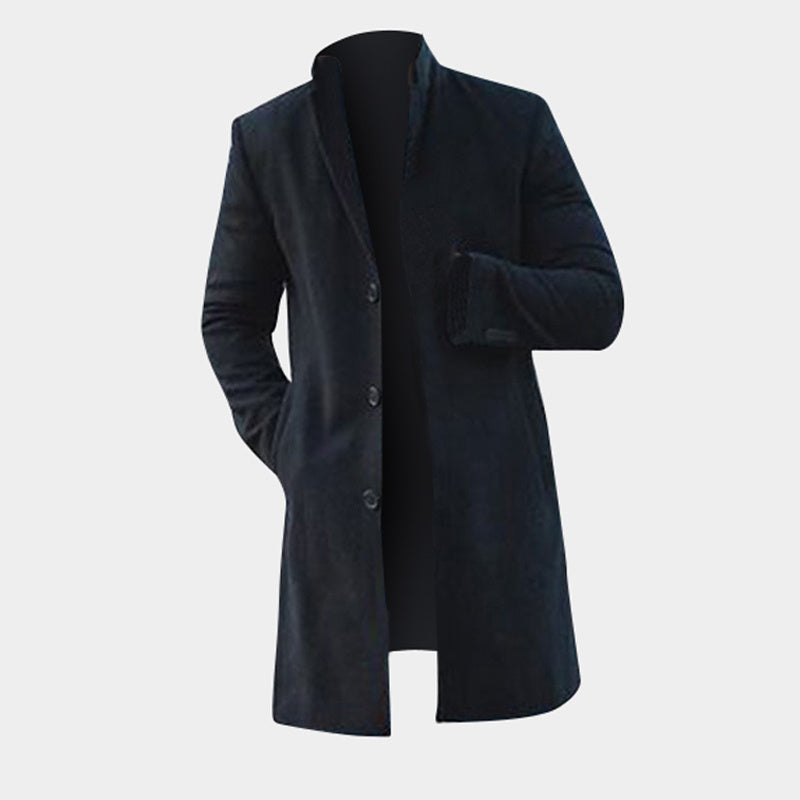 Fashion Winter Men's Trench Long Jackets Coats Overcoat Classic Jackets Solid Slim Fit Outwear