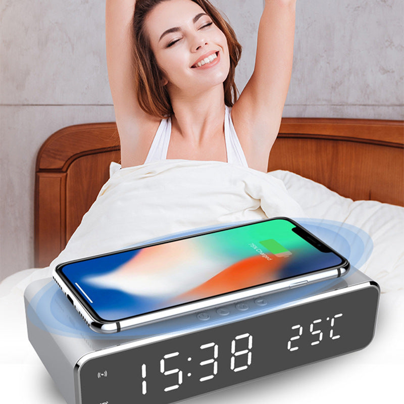 LED Electric Alarm Clock with Wireless Phone Charger &amp; Thermometer