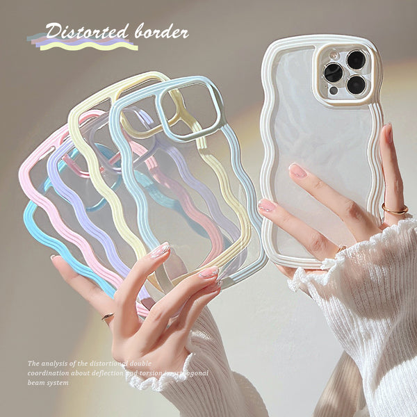 Wave Border Candy Color iPhone 14 Case - Light Blue